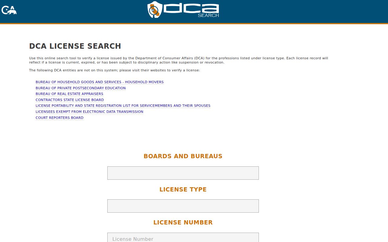 Tulare County residents directory California professional license search