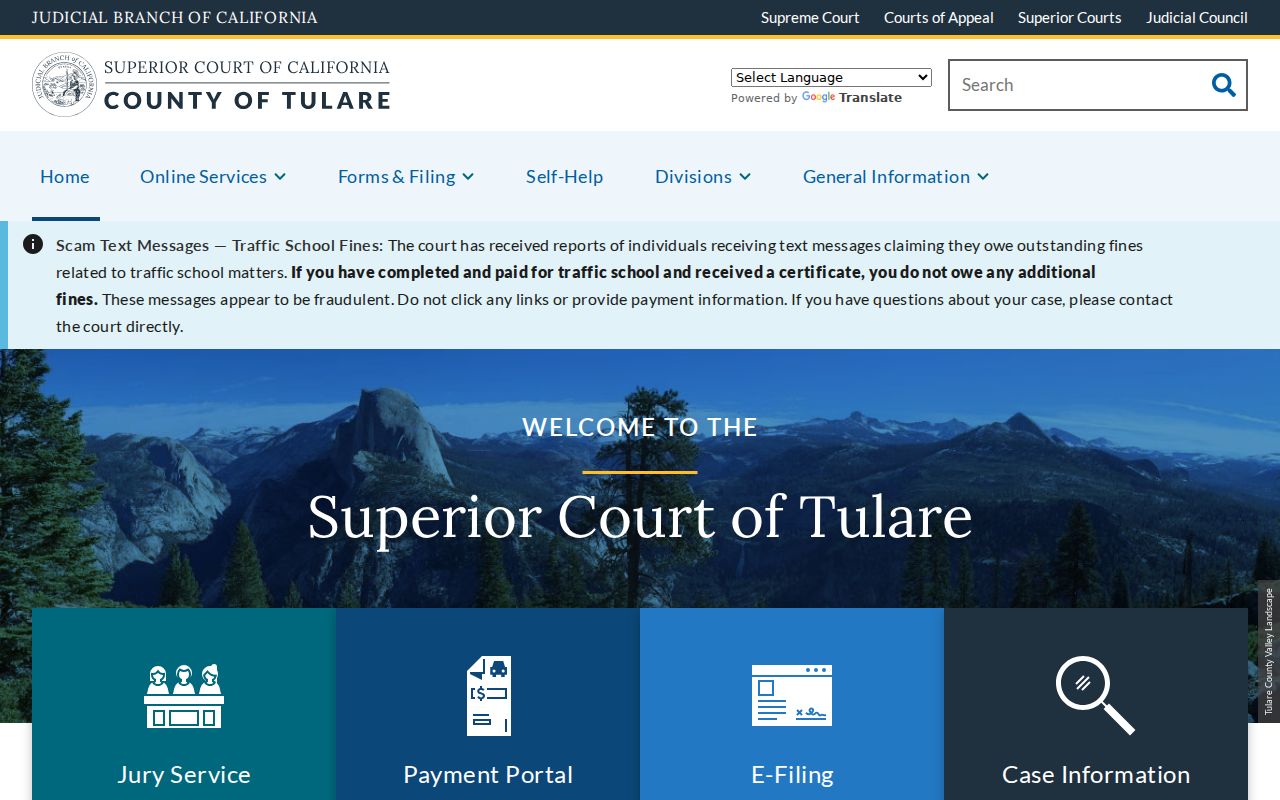 Tulare County residents directory Superior Court case index
