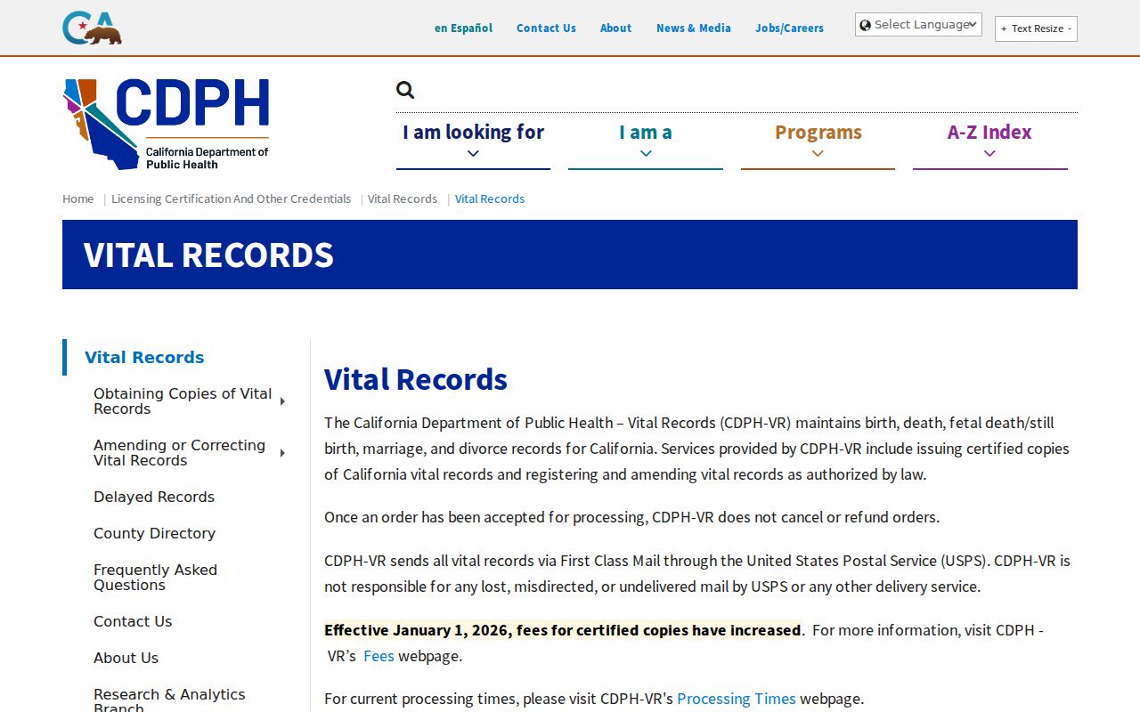 Tulare County resident lookup through California vital records