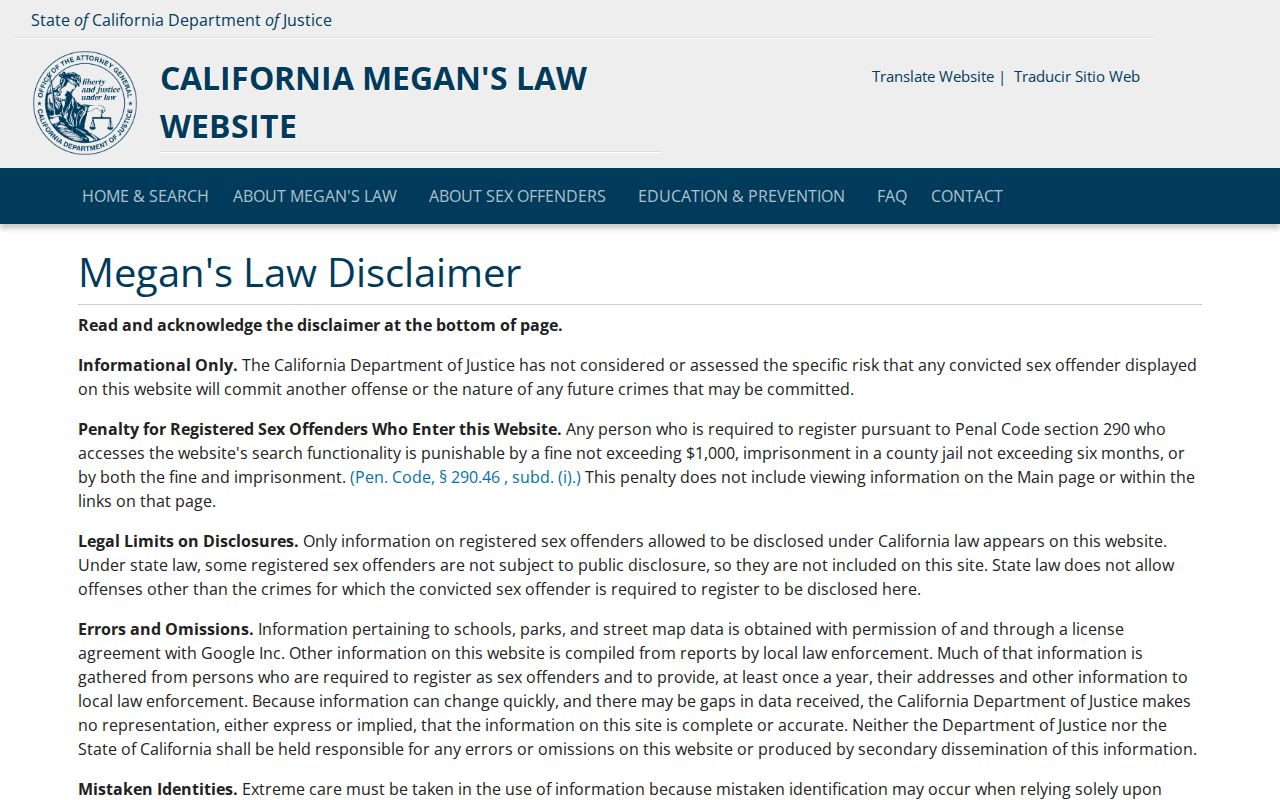 Tulare County ZIP code directory California Megan's Law address and map search